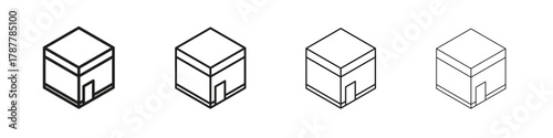 Kaaba icon outline symbol. Editable Stroke collection.
