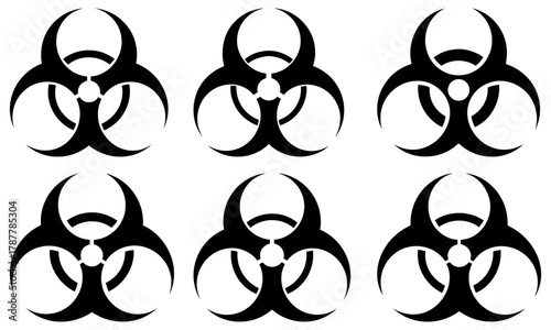 Biohazard symbols pattern, danger warning for health safety, caution for contagious disease outbreaks and contamination, originally a scalable vector graphic