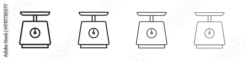 Kitchen scales icon outline symbol. Editable Stroke collection.