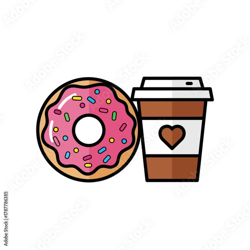 Donut and Coffee Icon A Sweet Treat Illustration for Digital and Print Designs