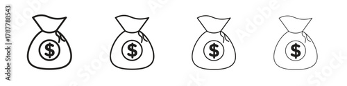 Money bag icon outline symbol. Editable Stroke collection.