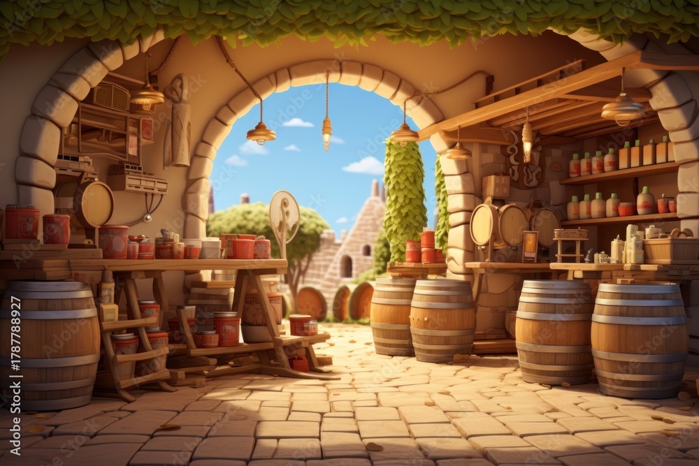 Fototapeta premium Wine outdoors winery architecture.