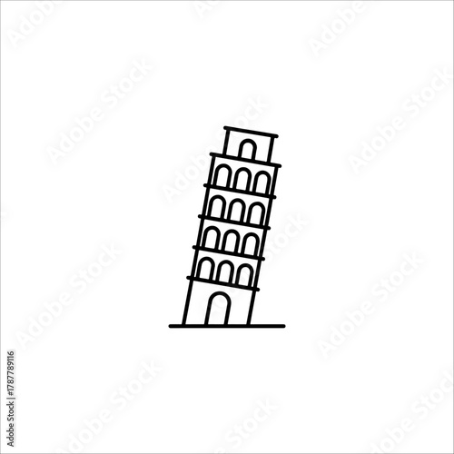 tower of pisa icon hand drawn illustration artwork