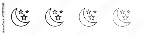 Night icon outline symbol. Editable Stroke collection.