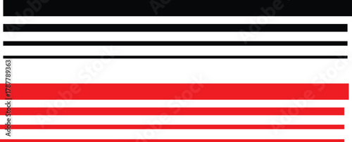 Abstract image of black and red horizontal lines on a white background in a simple design style