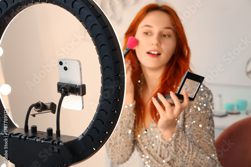 Female beauty blogger with ...