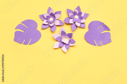 Colorful origami flowers an...