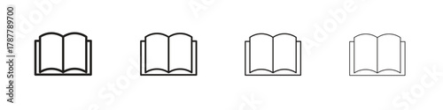 open book icon outline symbol. Editable Stroke collection.
