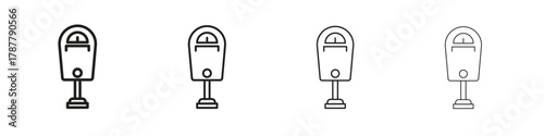 Parking meter icon outline symbol. Editable Stroke collection.
