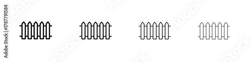 Plank fence icon outline symbol. Editable Stroke collection.