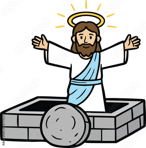 Resurrection of Jesus vector illustration 
