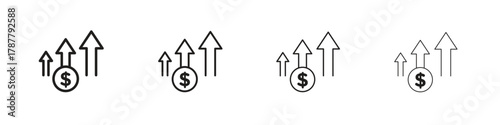 Profit growth icon outline symbol. Editable Stroke collection.