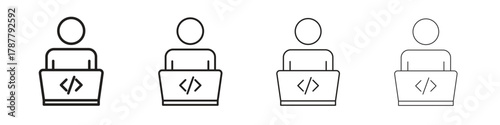 Programmer icon outline symbol. Editable Stroke collection.