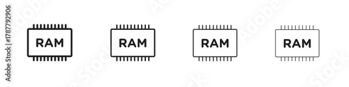 Ram memory icon outline symbol. Editable Stroke collection.