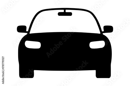 silhouette of black car  front view