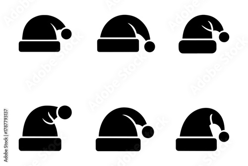 silhouette of Christmas hats set 