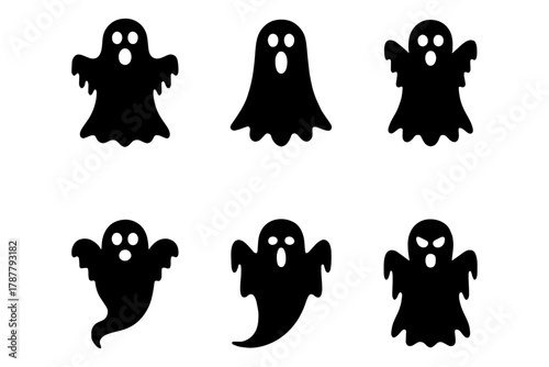 silhouette of spooky  ghosts in halloween theme 