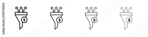 Sales funnel icon outline symbol. Editable Stroke collection.