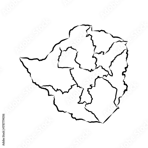 Zimbabwe map, vector sketch