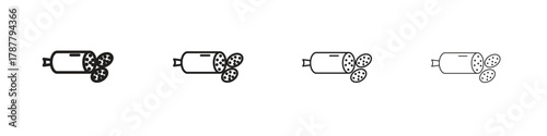Sausage salami icon outline symbol. Editable Stroke collection.