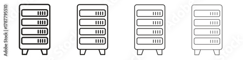 Server rack icon outline symbol. Editable Stroke collection.