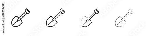 Shovel icon outline symbol. Editable Stroke collection.