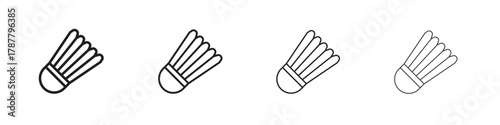 Shuttlecock icon outline symbol. Editable Stroke collection.