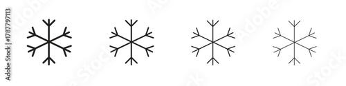 Snowflake icon outline symbol. Editable Stroke collection.
