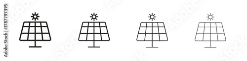 Solar energy icon outline symbol. Editable Stroke collection.