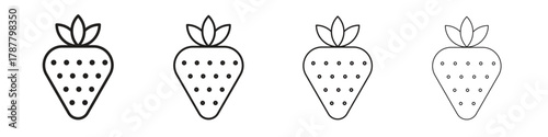 Strawberry icon outline symbol. Editable Stroke collection.