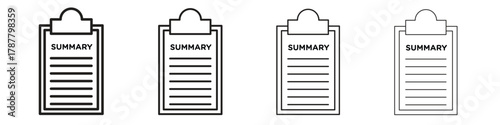 Summary icon outline symbol. Editable Stroke collection.
