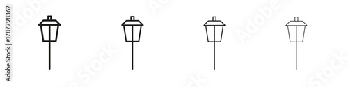 Street light icon outline symbol. Editable Stroke collection.