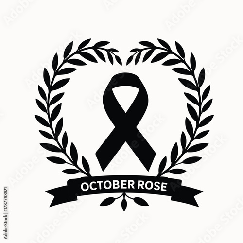 Elegant vector design with awareness ribbon inside laurel wreath decoration