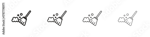 Sweeping icon outline symbol. Editable Stroke collection.
