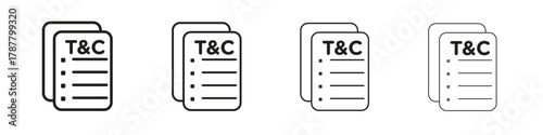 Terms and Conditions icon outline symbol. Editable Stroke collection.