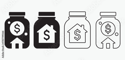Home price savings in jars mortgage investment finance illustration