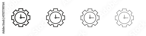 Time management icon outline symbol. Editable Stroke collection.