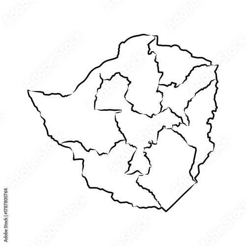 Zimbabwe map, vector sketch