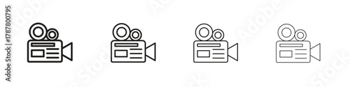 TV camera icon outline symbol. Editable Stroke collection.