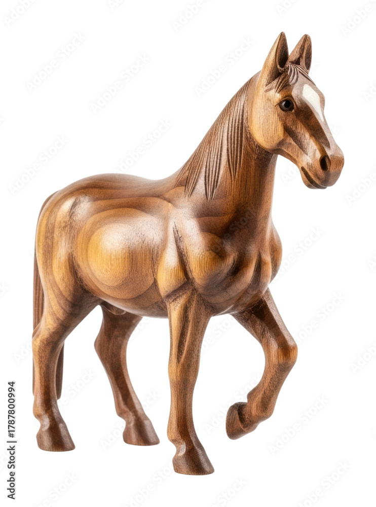 Fototapeta premium Wooden horse figurine creative showcase home view isolated on transparent background