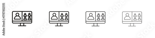 Webinar icon outline symbol. Editable Stroke collection.