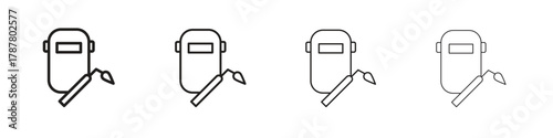 Welding icon outline symbol. Editable Stroke collection.
