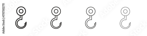 Winch hook icon outline symbol. Editable Stroke collection.