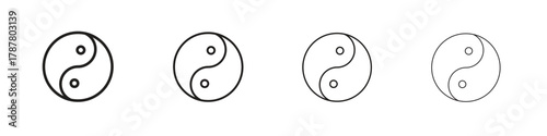 Yin yang icon outline symbol. Editable Stroke collection.