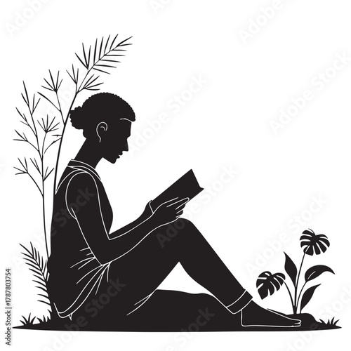 Black Self Care Sunday Silhouette Vector, High Quality Illustration on White Background