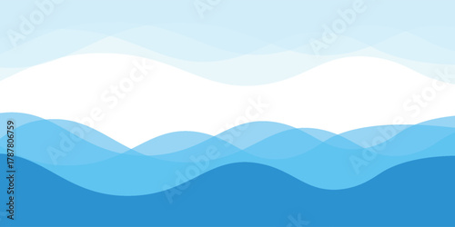 Blue wavy water splash shapes, ocean waves, landscape water ripples for background, water surface, sea graphic pattern. modern vector.