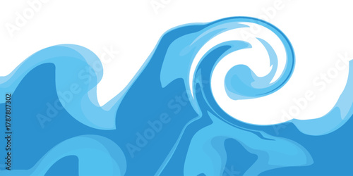 Blue wavy water splash shapes, illustration.