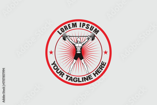 weightlifter vector image badge logo sport template