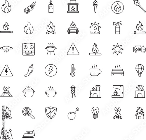 Collection of fire and heat related icons