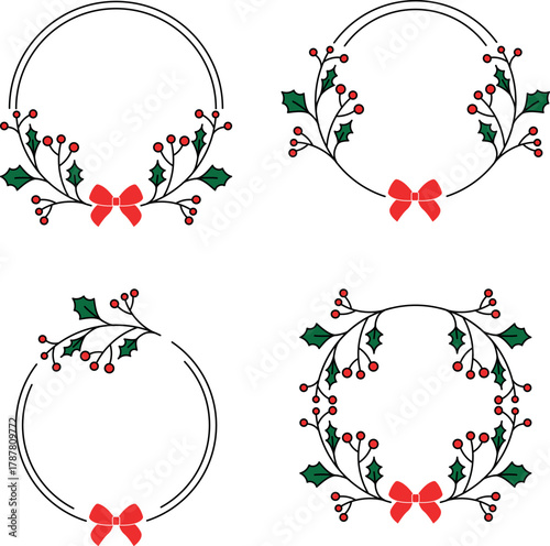 Zestaw okrągłych ramek, boże narodzenie.